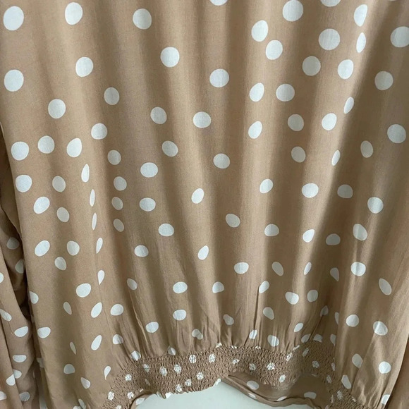 Torrid Tan Polka Dot Blouse - Picture 6 of 7